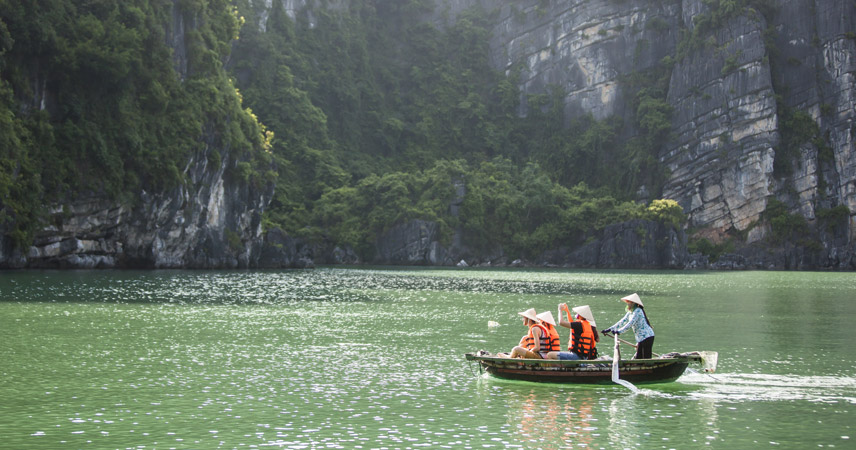 Experience Halong Bay by bamboo boat
