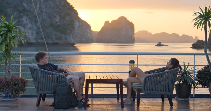 Relax and watch the sunset over Halong Bay