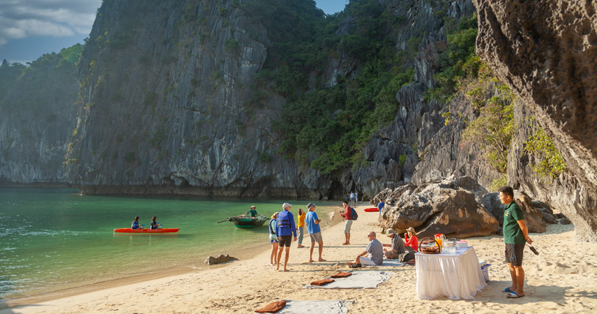 Relax and swim on Lan Ha Bay beach