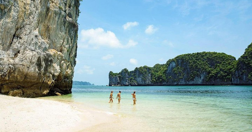 Ba Trai Dao's clear, shallow waters make it an ideal spot for swimming