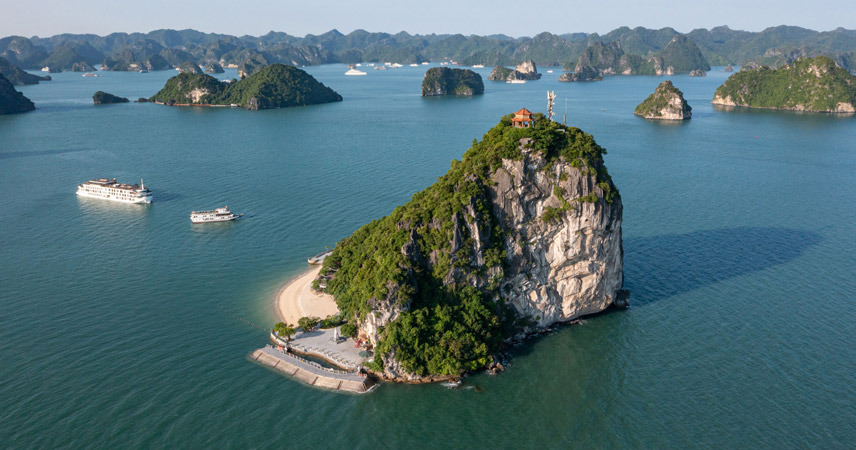 Overview of Titov Island in Halong Bay
