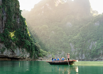 Explore Dark & Bright Cave by Bamboo Boat