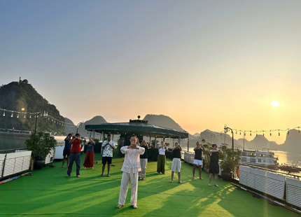 Tai Chi class on the sun deck