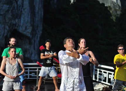 Tai Chi class on the sun deck