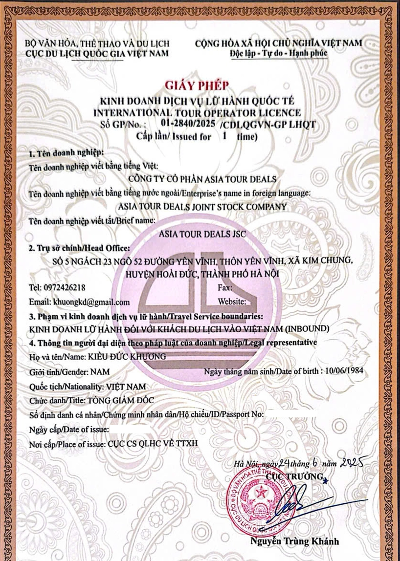 International Tour Operator Licence of Asia Tour Deals Joint Stock Company